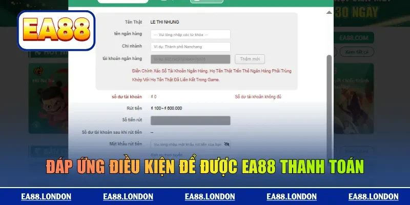 Đáp ứng điều kiện để được EA88 thanh toán