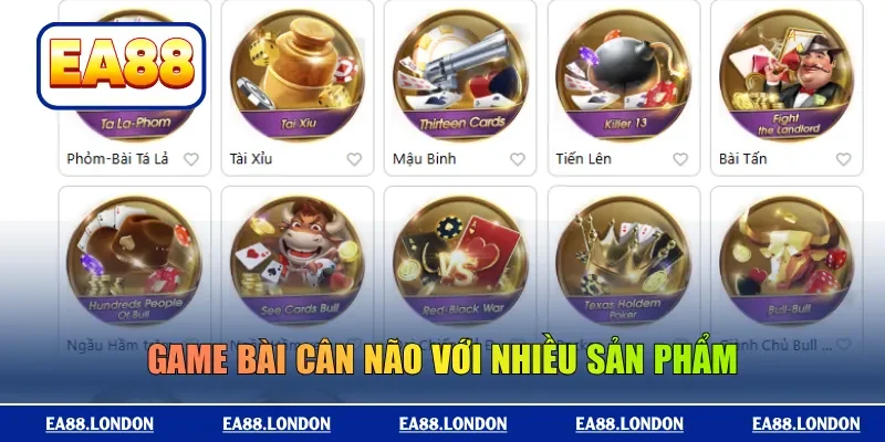 Game bài cân não với nhiều sản phẩm
