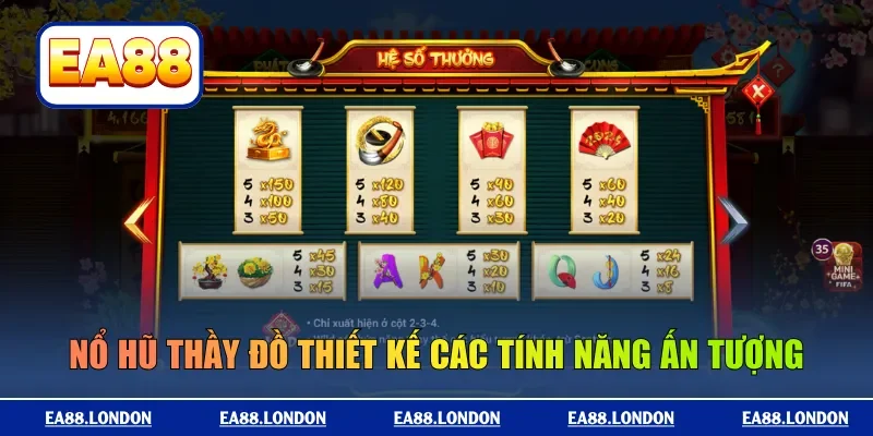 Nổ hũ Thầy Đồ thiết kế các tính năng ấn tượng